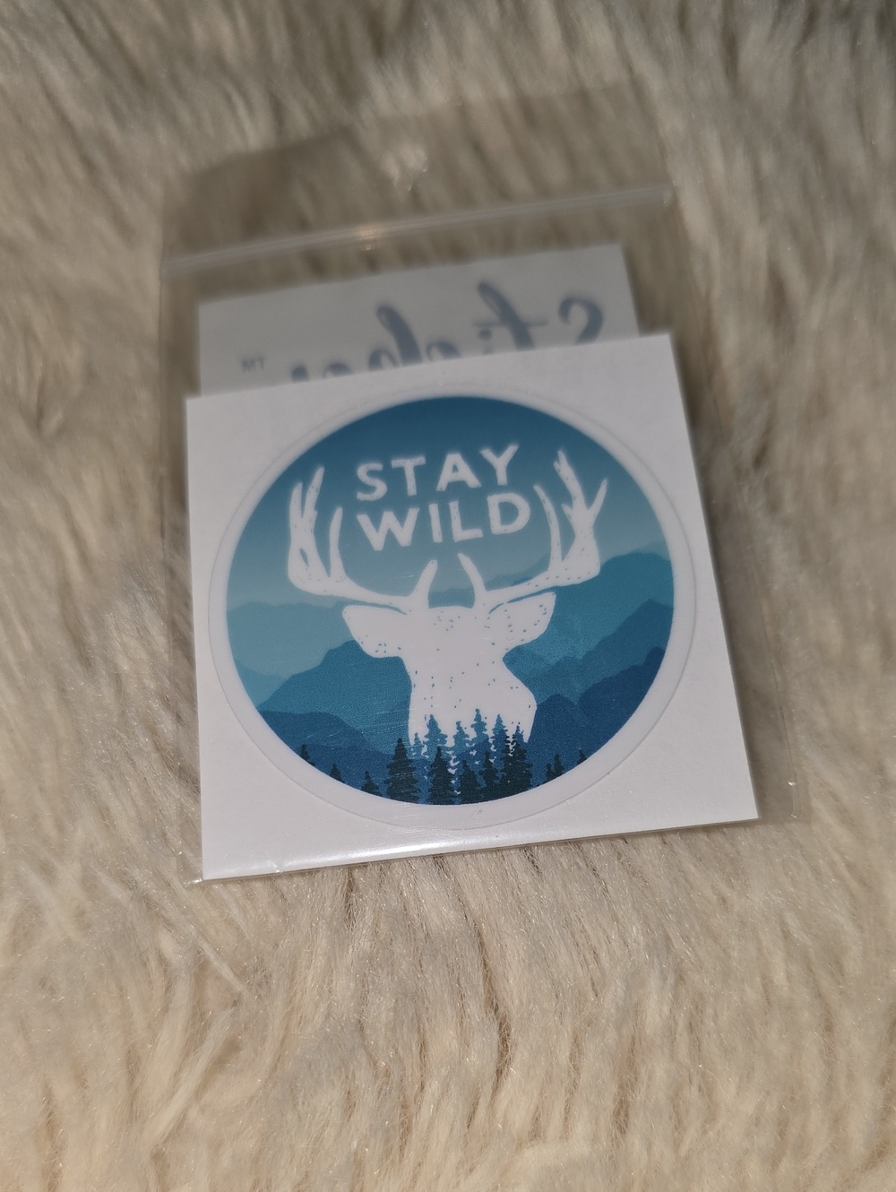 Stay Wild Deer Mountain Sticker - Blue